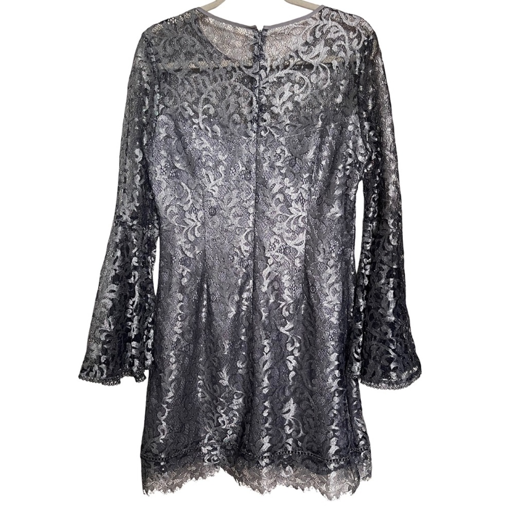 NWT! WHBM Silver Lace Bell Sleeve Shift Dress - Picture 4 of 13